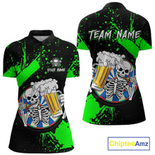 Load image into Gallery viewer, Custom Green Skeleton Dart Jersey for Team Polo &amp; 1/4 Zip Beer Dartboard Shirts Dart Jerseys Gift for Women DHT3