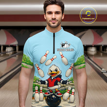 Load image into Gallery viewer, Personalized Funny Duck Bowling Team Shirt for Men Bowling Jersey Performance Polo &amp; 1/4-Zip QZT45