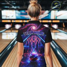Load image into Gallery viewer, Personalized Galaxy Bowling Shirt Polo &amp; 1/4-Zip for Women Bowling Jersey League QZT837