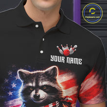 Load image into Gallery viewer, Custom American Flag Raccoon Bowling Shirt Bowling Jersey for Men Patriotic Bowling Polo &amp; 1/4-Zip QZT974