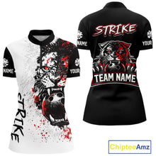 Load image into Gallery viewer, Custom Red &amp; White Tiger Bowling Team Jersey for Women Bowling Shirt Polo &amp; 1/4 Zip Bowling Outfit QZT841
