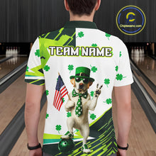 Load image into Gallery viewer, Custom Green Funny Golden Retriever Dog Bowling Shirt Samrock Pattern Bowling St. Patrick Day for Men QZT936