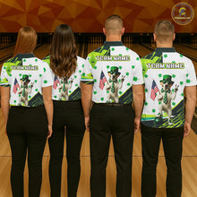 Load image into Gallery viewer, Custom Green Funny Golden Retriever Dog Bowling Shirt Samrock Pattern Bowling St. Patrick Day for Men QZT936