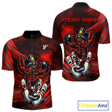 Load image into Gallery viewer, Red and black sports jersey with a crawfish design, customizable text, and Chiptee Amz branding.