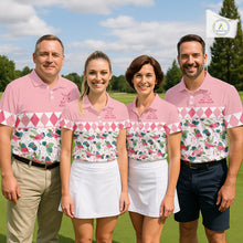 Load image into Gallery viewer, Flamingo Argyle Pattern Mens Golf Polo Shirt Funny Floral Custom Golf Shirt Unique Golfer Gift Apparel NHN0022