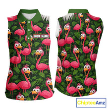 Load image into Gallery viewer, Tropical Flamingo Pattern Womens Sleeveless Golf Polo Shirts Custom Funny Team Ladies Golf Tops NHN0162
