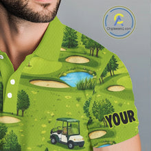 Load image into Gallery viewer, Mens Golf Polo Shirt Custom Gofl Ball Green Golf Course Pattern Team Golf Tops, Golf Gifts NHN0163