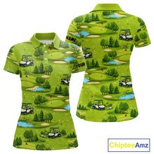 Load image into Gallery viewer, Womens Golf Polo Shirt Custom Gofl Ball Green Golf Course Pattern Team Golf Tops, Golf Gifts NHN0163
