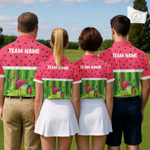 Load image into Gallery viewer, Funny Watermelon Polo Shirt, Womens Golf Polo Shirts Custom Tropical Pattern, Flamingo Golf Shirts NHN0183