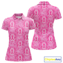 Load image into Gallery viewer, Pink Breast Cancer Golf Shirt Custom Name Tie Dye Women Golf Polo Shirt Personalized Golf Gifts NHN0188