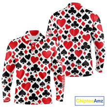 Load image into Gallery viewer, Poker Long Sleeve Golf Polo Shirt Custom Name Funny Golf Top For Team, Golfer Gift For Men NHN0189