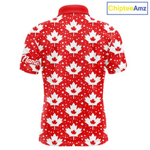 Load image into Gallery viewer, Red Maple Leaves Pattern Canadian Mens Golf Polo Shirts Custom Patriotic Golf Shirts For Men NHN0207
