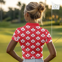 Load image into Gallery viewer, Red Maple Leaves Pattern Canadian Womens Golf Polo Shirts Custom Patriotic Golf Shirts For Men NHN0207