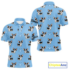 Load image into Gallery viewer, Mens Golf Polo Shirt Custom Funny Chihuahua Blue Pattern Team Mens Golf Top, Dog Lover Gift NHN0211