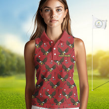 Load image into Gallery viewer, Golf Polo Shirts, Eagle Womens Sleeveless Golf Polo Shirt Custom Red Golf Shirts For Ladies, Golf Gifts NHN0091