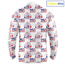 Load image into Gallery viewer, USA 250th Anniversary Long Sleeve Golf Polo Shirt Custom Golf Pattern Team Patriotic American Golf Top NHN0231