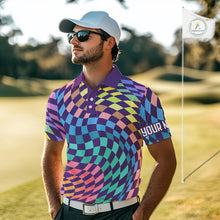 Load image into Gallery viewer, Mens Golf Polo Shirt Custom Checkerboard Argyle Pattern Golf Shirts For Men, Golf Gifts NHN0123