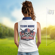 Load image into Gallery viewer, Womens Sleeveless Golf Polo Shirt Freedom 250th Anniversary American Flag Skull Golf Shirts Patriotic Gift NHN0143