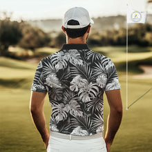 Load image into Gallery viewer, Mens Golf Polo Shirt Retro Floral Pattern Tropical Leaves Custom Team Golf Shirt, Golf Gifts NHN0190