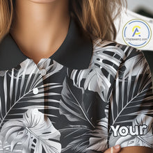 Load image into Gallery viewer, Womens Golf Polo Shirt Retro Floral Pattern Tropical Leaves Custom Team Golf Shirt, Golf Gifts NHN0190