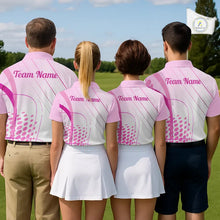 Load image into Gallery viewer, Pink White Womens Golf Polo Shirts Custom Name Golf Shirts For Women Personalized Golf Gifts  NHN0015