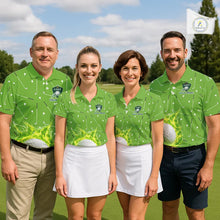 Load image into Gallery viewer, Womens Golf Polo Shirt Custom Green And White Golf Ball Flame Team Golf Shirts, Ladies Golf Top NHN0179