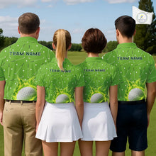 Load image into Gallery viewer, Womens Golf Polo Shirt Custom Green And White Golf Ball Flame Team Golf Shirts, Ladies Golf Top NHN0179