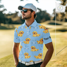 Load image into Gallery viewer, Mens Golf Polo Shirt Custom Funny Cockapoo Blue Pattern Team Mens Golf Tops, Dog Lover Gift NHN0209