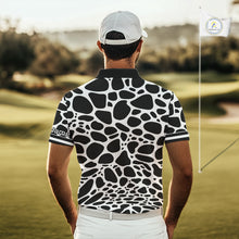 Load image into Gallery viewer, Mens Golf Polo Shirt Custom White Animal Mix Leopard Skin Prints Pattern Team Golf Tops, Golf Gift NHN0230
