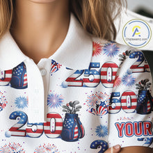 Load image into Gallery viewer, America 250th Anniversary Golf Polo Shirt For Women, Patriotic USA Golf Shirts, Independence Golf Gift NHN0233