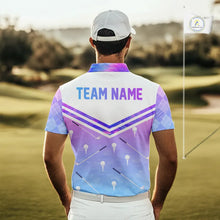 Load image into Gallery viewer, Argyle Mens Golf Polo Shirt Custom Pink &amp; Purple Plaid Golf Clubs Pattern Team Golf Top, Golf Gifts NHN0116