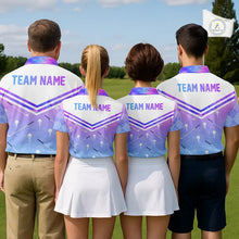Load image into Gallery viewer, Argyle Mens Golf Polo Shirt Custom Pink &amp; Purple Plaid Golf Clubs Pattern Team Golf Top, Golf Gifts NHN0116