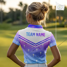 Load image into Gallery viewer, Argyle Womens Golf Polo Shirt Custom Pink &amp; Purple Plaid Golf Clubs Pattern Team Golf Top, Golf Gifts NHN0116