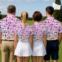 Load image into Gallery viewer, Womens Golf Polo Shirts Custom Funny Flamingo Heart Pattern Team Ladies Golf Tops, Golf Gifts NHN0176