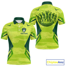 Load image into Gallery viewer, Green Camo Mens Golf Polo Shirt Custom Camouflage Golf Ball Golf Top For Team, Golfer Gift NHN0178