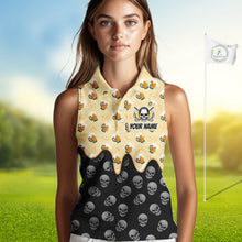Load image into Gallery viewer, Womens Sleeveless Golf Polo Shirt Beer Skull Golf Pattern Custom Team Ladies Golf Tops, Funny Golf Gifts NHN0200