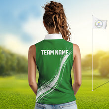 Load image into Gallery viewer, Green And White Womens Sleeveless Golf Polo Shirt Custom Golf Shirts For Team Personalized Golf Gifts NHN0095