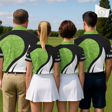 Load image into Gallery viewer, Green And White Womens Golf Polo Shirt Custom Black Golf Shirts For Ladies, Golf Gifts Apparel NHN0110