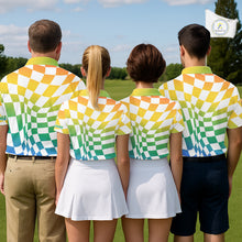 Load image into Gallery viewer, Womens Golf Polo Shirt Custom Colorful Checkerboard Argyle Pattern Golf Shirts For Ladies NHN0127