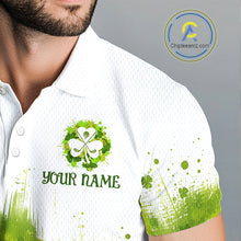 Load image into Gallery viewer, Mens Golf Polo Shirt Custom Gofl Ball Green Clover St Patricks Day Plaid Pattern Golf Tops NHN0161