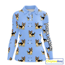 Load image into Gallery viewer, Womens Long Sleeve Golf Polo Shirt Custom Funny German Shepherd Team Ladies Golf Tops, Dog Lover Gift NHN0213
