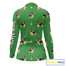Load image into Gallery viewer, Funny German Shepherd Womens Long Sleeve Golf Polo Shirt Custom Green Team Golf Tops, Dog Lover Gift NHN0213