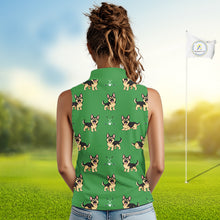 Load image into Gallery viewer, Funny German Shepherd Womens Sleeveless Golf Polo Shirt Custom Green Team Golf Tops, Dog Lover Gift NHN0213
