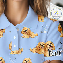 Load image into Gallery viewer, Funny Cocker Spaniel Womens Golf Polo Shirt Custom Blue Pattern Team Ladies Golf Tops, Dog Lover Gift Nhn0210