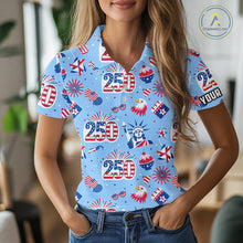 Load image into Gallery viewer, America 250th Anniversary Golf Polo Shirt For Women, Patriotic USA Golf Shirts, Independence Golf Gift NHN0232