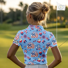 Load image into Gallery viewer, America 250th Anniversary Golf Polo Shirt For Women, Patriotic USA Golf Shirts, Independence Golf Gift NHN0232