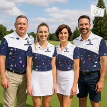 Load image into Gallery viewer, Mens Golf Polo Shirt Custom Name Funny Blue White Golf Ball Pattern Men Golf Wear Top For Team NHN0025