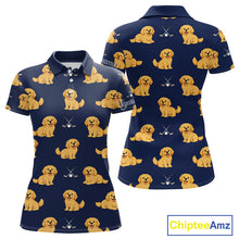 Load image into Gallery viewer, Funny Golden Retriever Womens Golf Polo Shirt Custom Blue Team Ladies Golf Tops, Dog Lover Gift Nhn0214