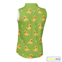 Load image into Gallery viewer, Womens Sleeveless Golf Polo Shirt Custom Funny Golden Retriever Team Ladies Golf Tops, Dog Lover Gift NHN0214