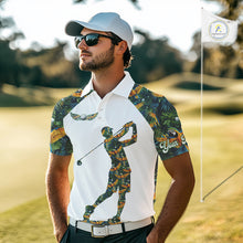 Load image into Gallery viewer, Mens Golf Polo Shirt Custom Colorful Parrots And Floral Tropical Pattern Team Golf Shirts, Golf Gifts NHN0093
